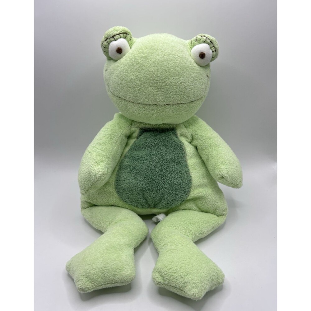PBK Pottery Barn Kids Plush Green Speckled Frog Eli Fitz Stuffed Animal Soft 18"